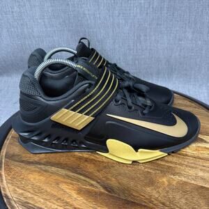 Nike Savaleos Men's Size 9 Black Gold Weightlifting Training Shoes CV5708-001